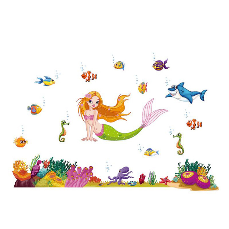 Виниловая наклейка в ванную комнату с русалкой