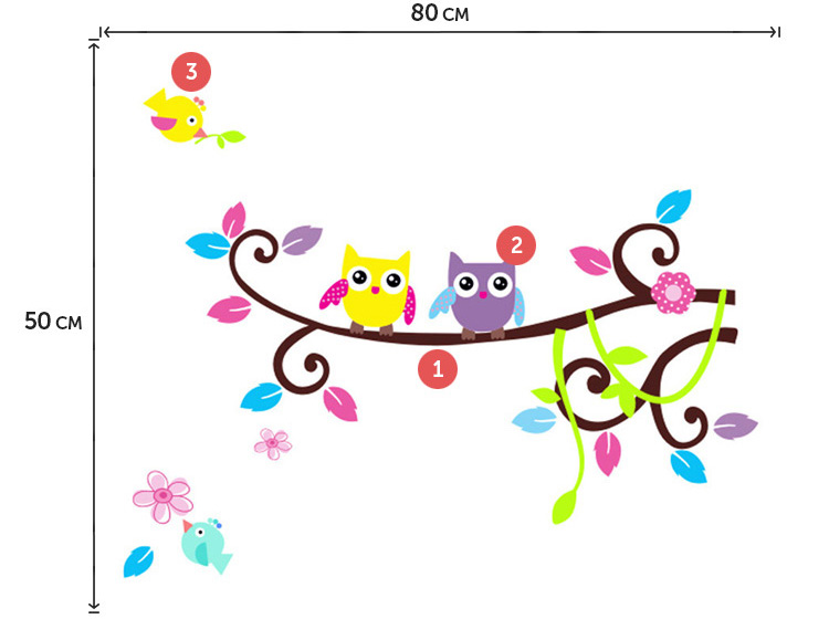 Вінілова наклейка гілки дерева на стіну в дитячу