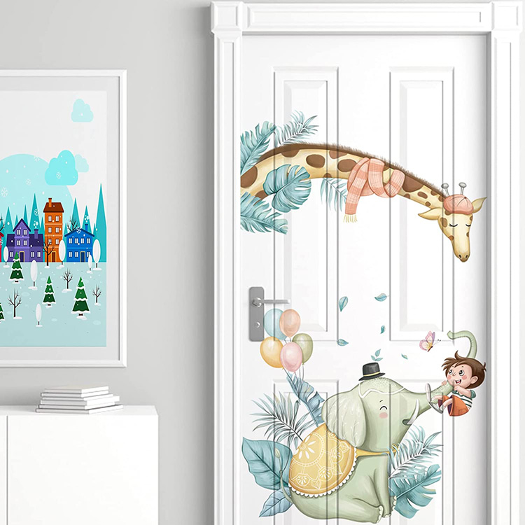 Вінілова наклейка жираф і слон