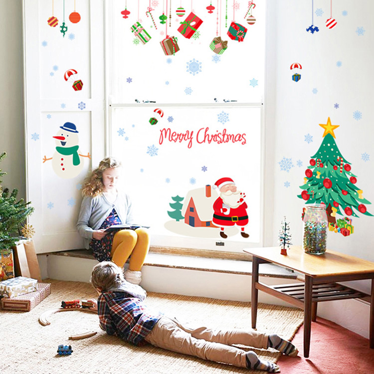 Виниловая новогодняя наклейка на стену