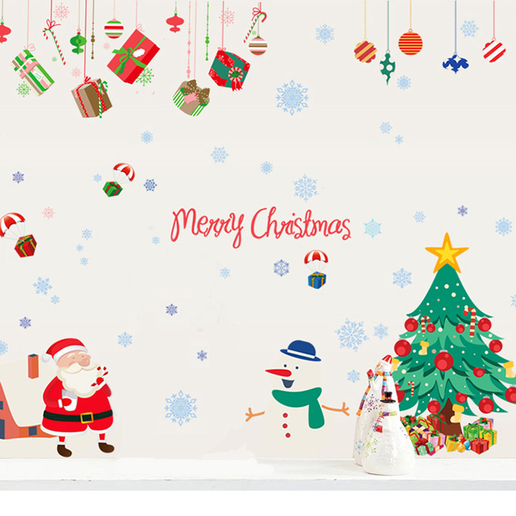Виниловая новогодняя наклейка на стену