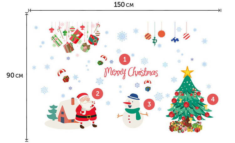 Виниловая новогодняя наклейка на стену