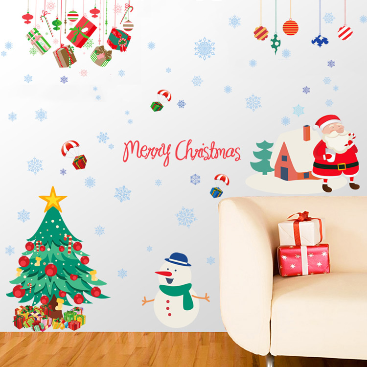 Виниловая новогодняя наклейка на стену