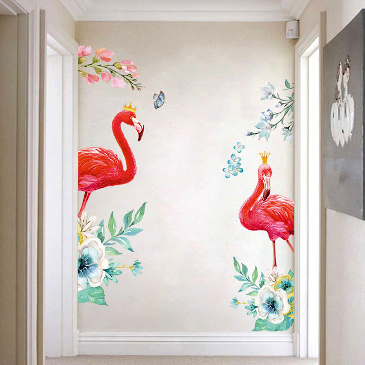 Вінілові наклейки фламінго на шафу