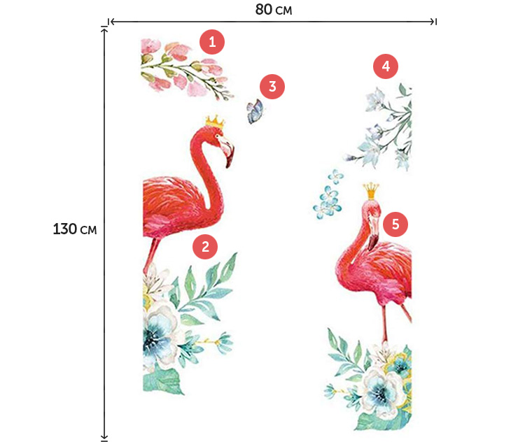Вінілові наклейки фламінго на шафу