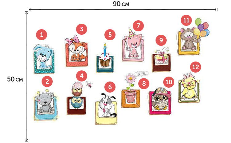 Вінілові наклейки фоторамки з тваринами