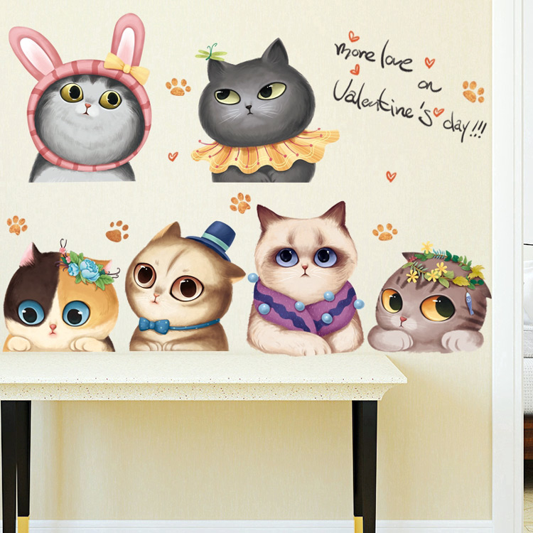 Виниловые наклейки котики на стену