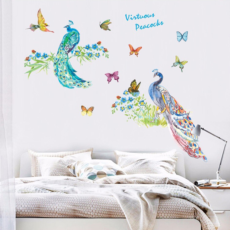 Виниловые наклейки павлинов на стену