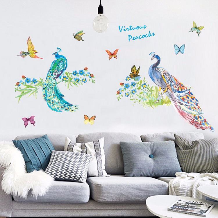 Виниловые наклейки павлинов на стену