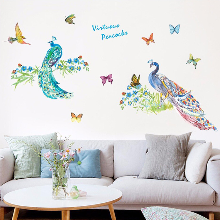 Виниловые наклейки павлинов на стену