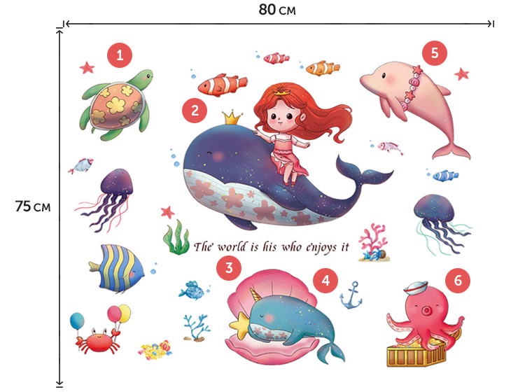 Виниловые наклейки рыбки с девочкой