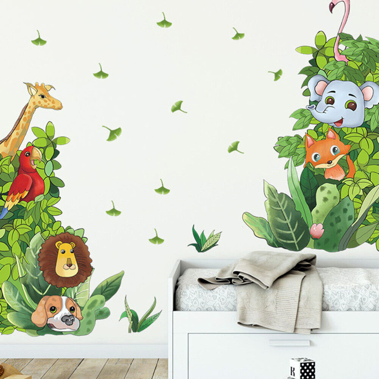 Вінілові наклейки тварин в джунглях у дитячу
