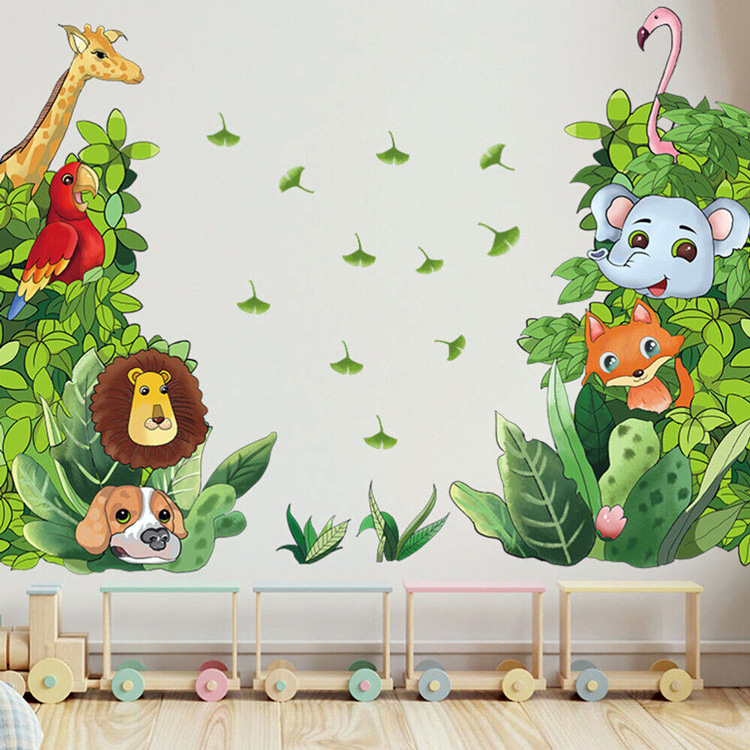 Вінілові наклейки тварин в джунглях у дитячу