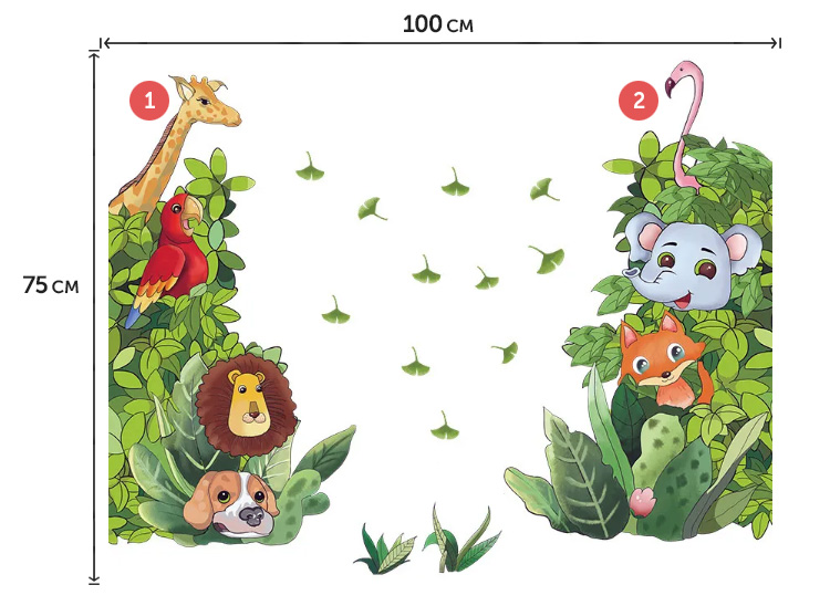 Вінілові наклейки тварин в джунглях у дитячу