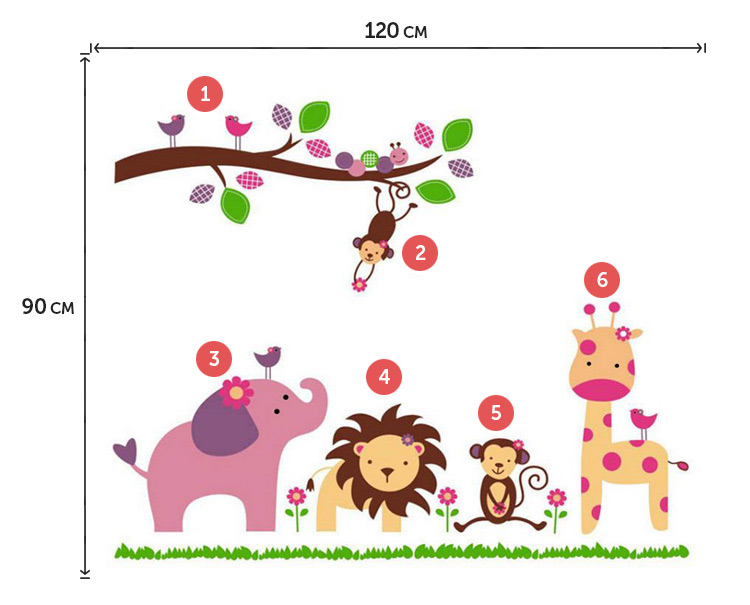 Виниловые наклейки животных для малышей