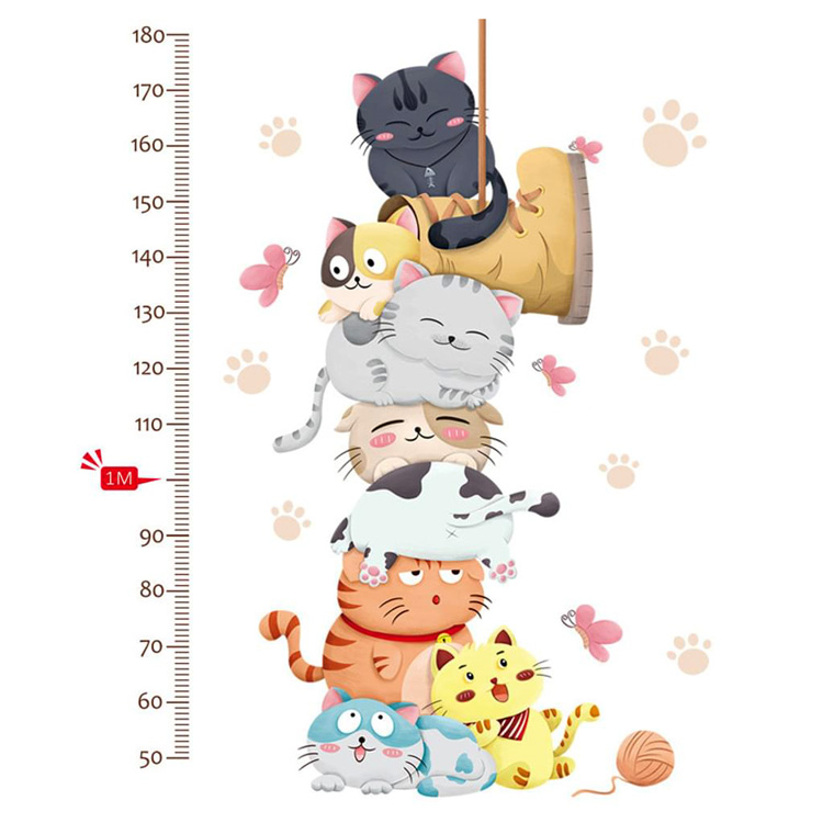 Вініловий ростомір-наклейка з кішками