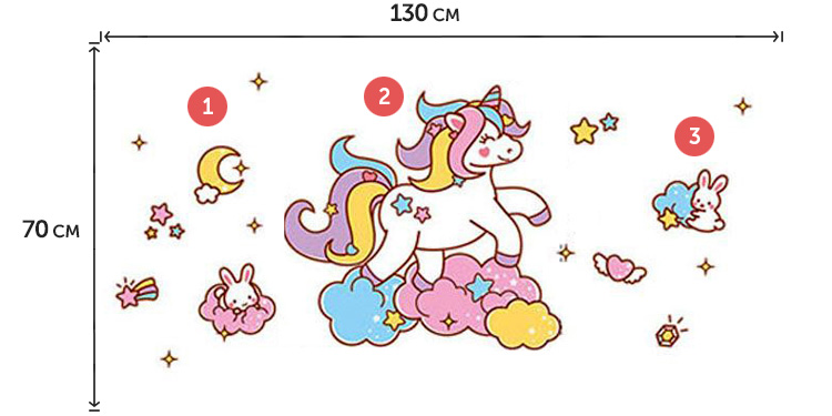 Яркая наклейка единорога для детей