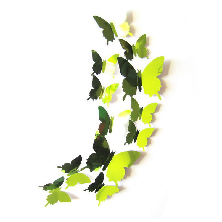 Зеркальные бабочки для декора / скотч / 12 шт